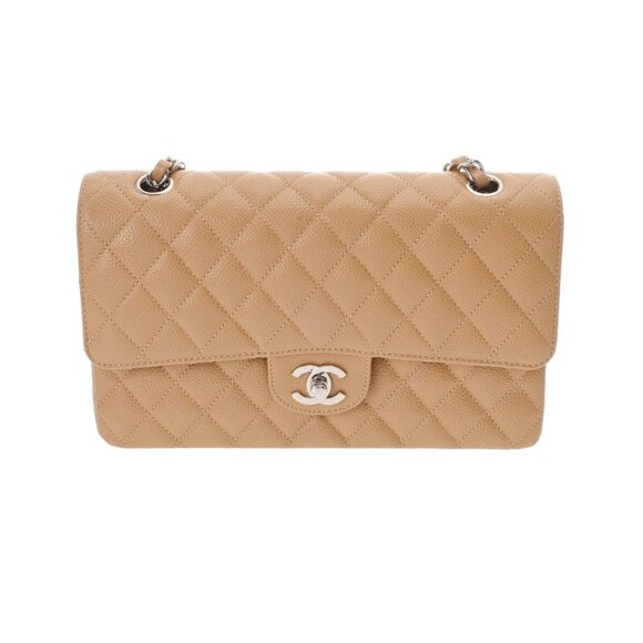 CHANEL Matrasse W Flap ChainShoulder 9.8" beige - Picture 1 of 10